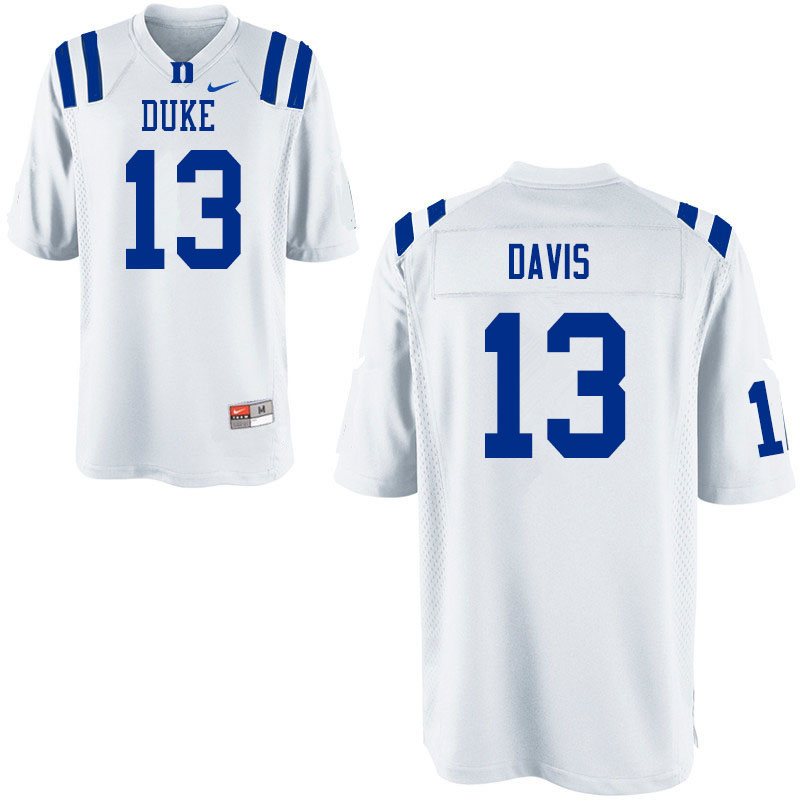 Men #13 Tony Davis Duke Blue Devils College Football Jerseys Sale-White